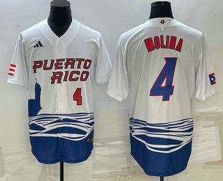 Men%27s Puerto Rico Baseball #4 Carlos Correa Number 2023 White World Baseball Classic Stitched Jerseys